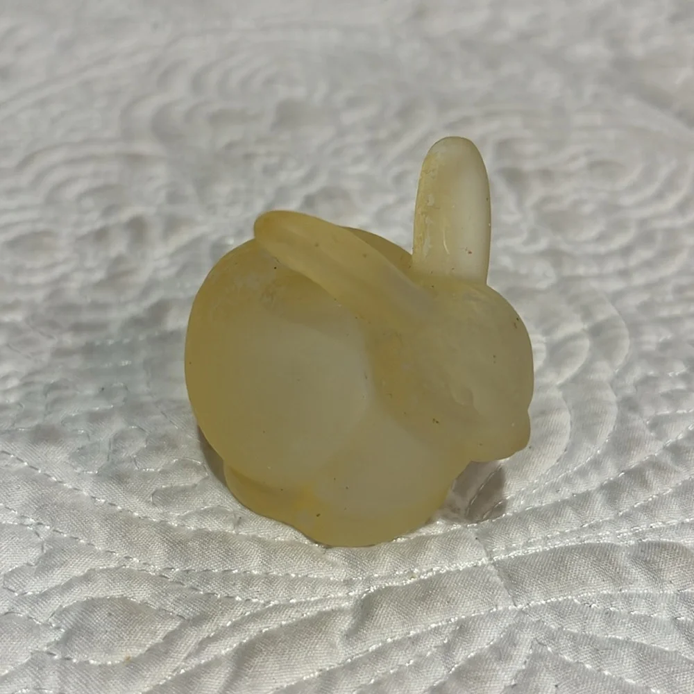 Set of 4 Williams Sonoma‎ frosted glass bunny candle holders